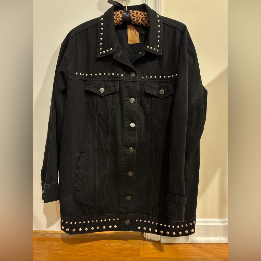 Gap Studded Oversized Icon Denim Jacket black size XS - Picture 2 of 4